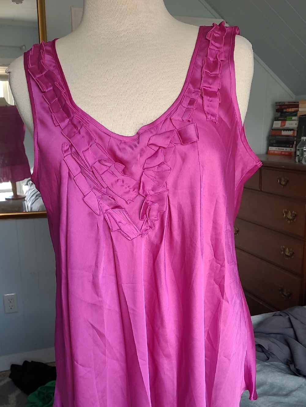 Spense Magenta Satin Blouse/Camisole